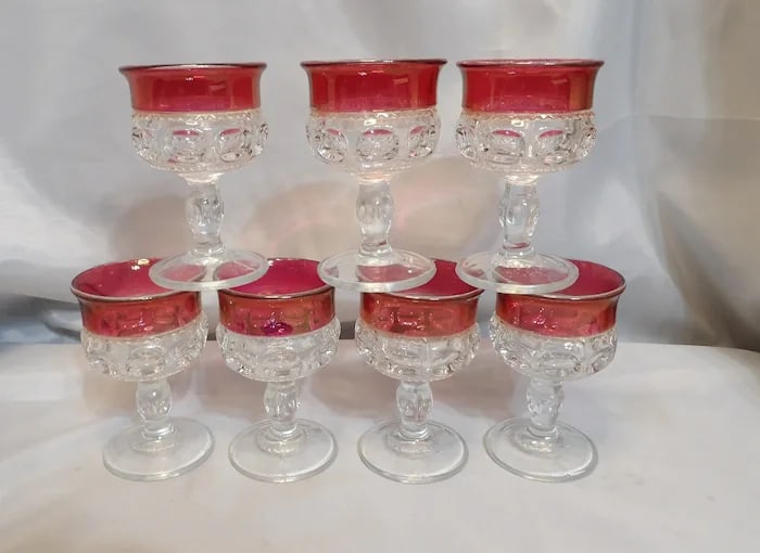 Tiffin Franciscan King's Crown Ruby Flash Footed Dish - 4