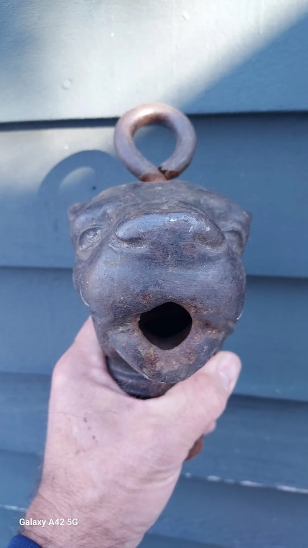 19th century Cast Iron Hitching Post Combined Water Spout Cat Lion Pat Pend rare - 2