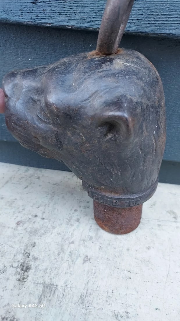 19th century Cast Iron Hitching Post Combined Water Spout Cat Lion Pat Pend rare - 4