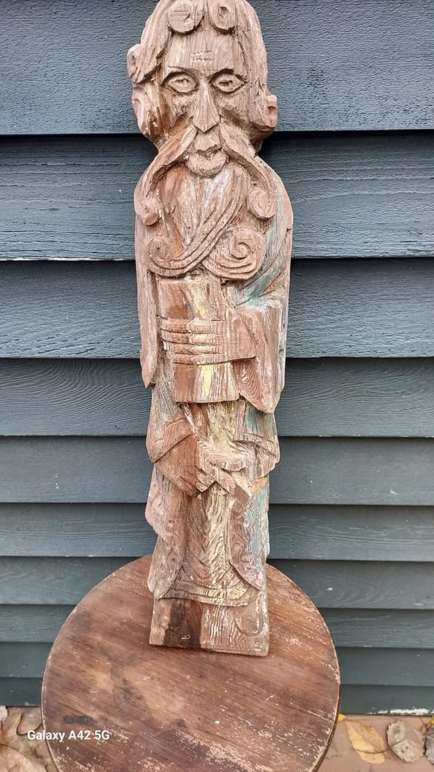 Antique Wood Carved Folk Art Knights Templar 18th 19th Century - 3