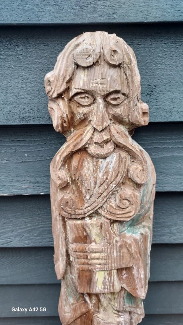 Antique Wood Carved Folk Art Knights Templar 18th 19th Century - 6