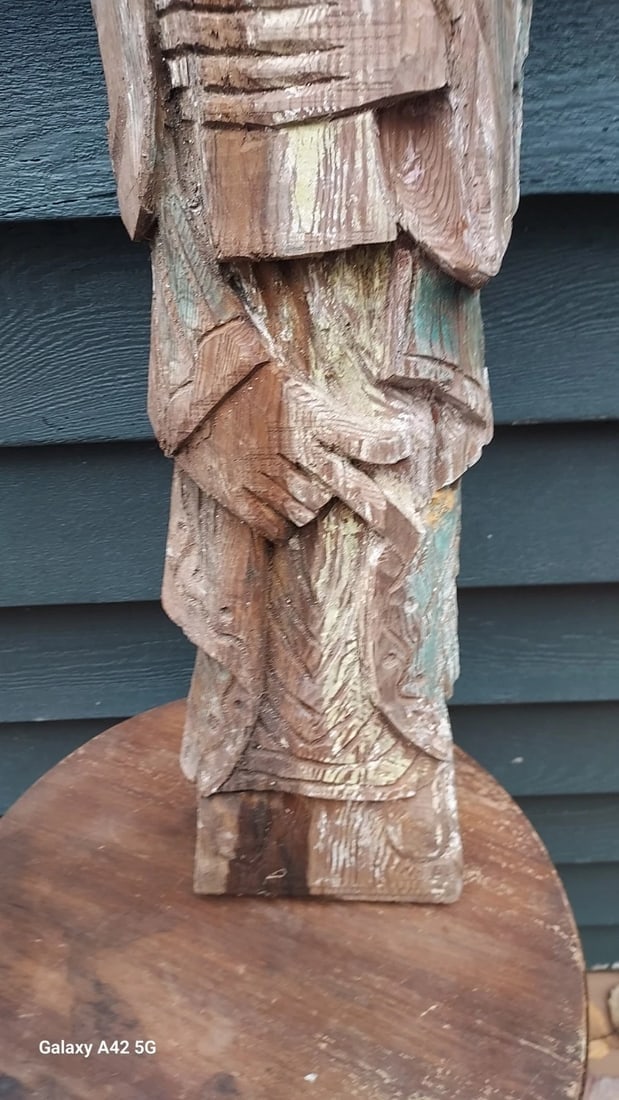 Antique Wood Carved Folk Art Knights Templar 18th 19th Century - 7