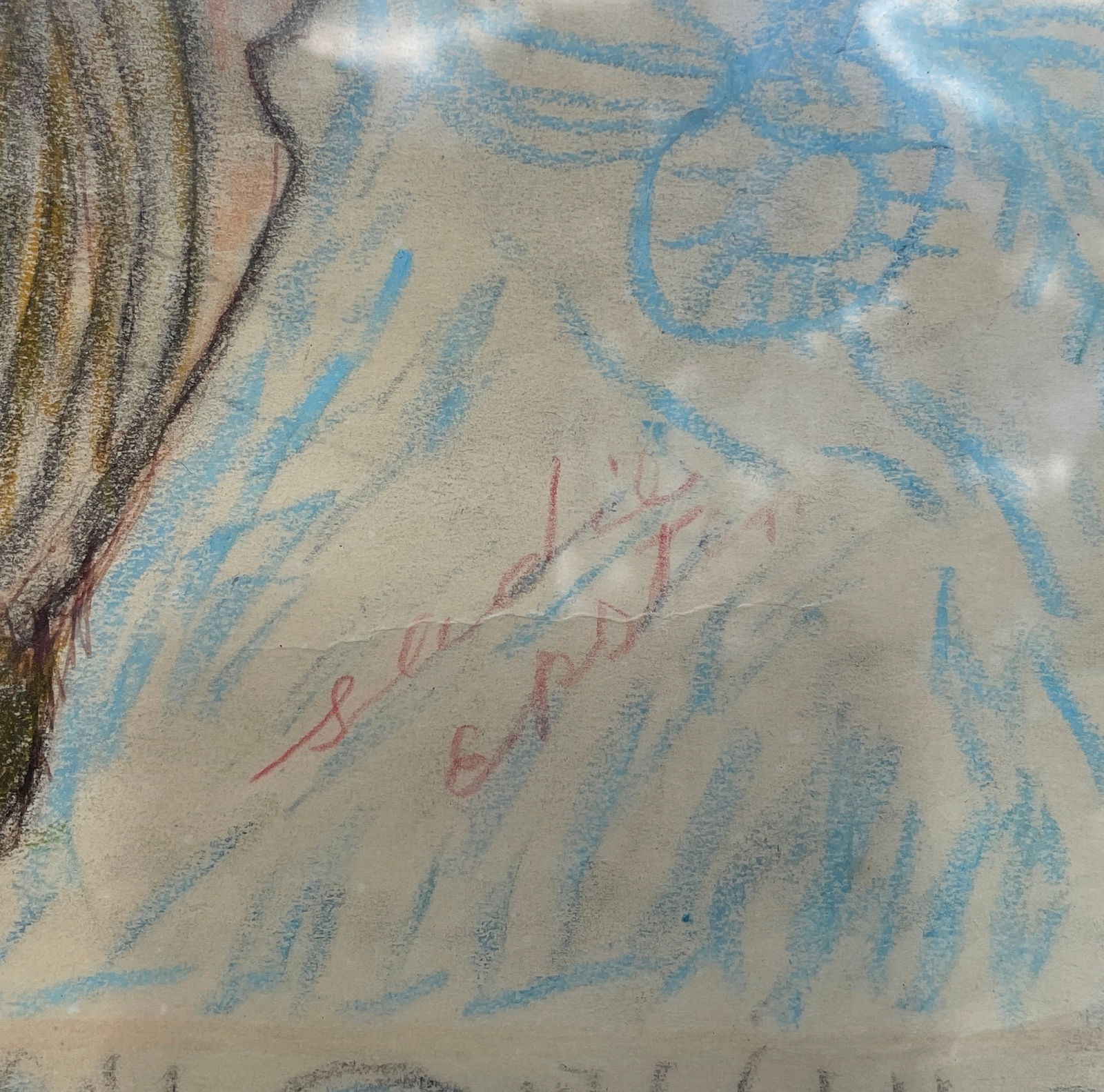 Outsider Art Flower Painting on Paper Framed Signed SADIE EPSTEIN - 3