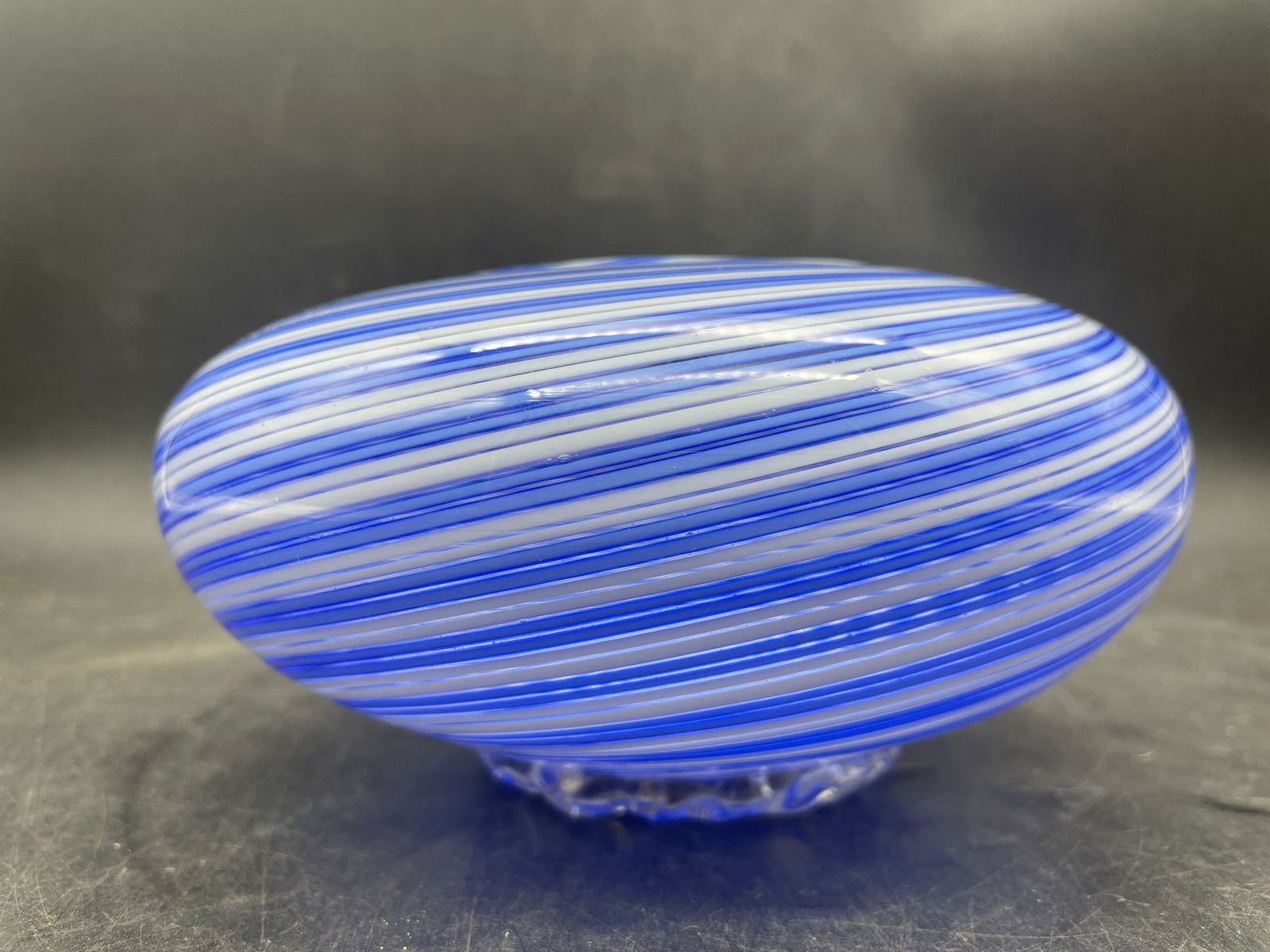 Vintage Murano Blue White Gold Latticino Bowl - 4