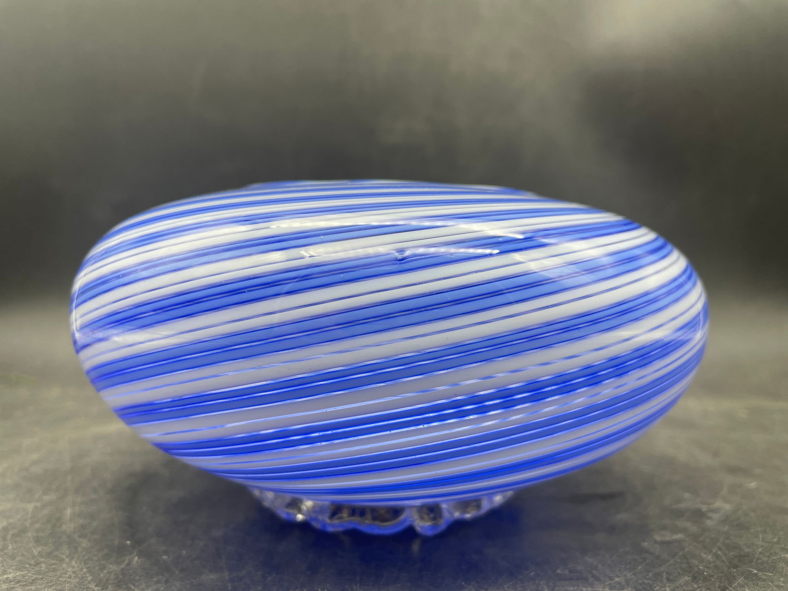 Vintage Murano Blue White Gold Latticino Bowl - 6