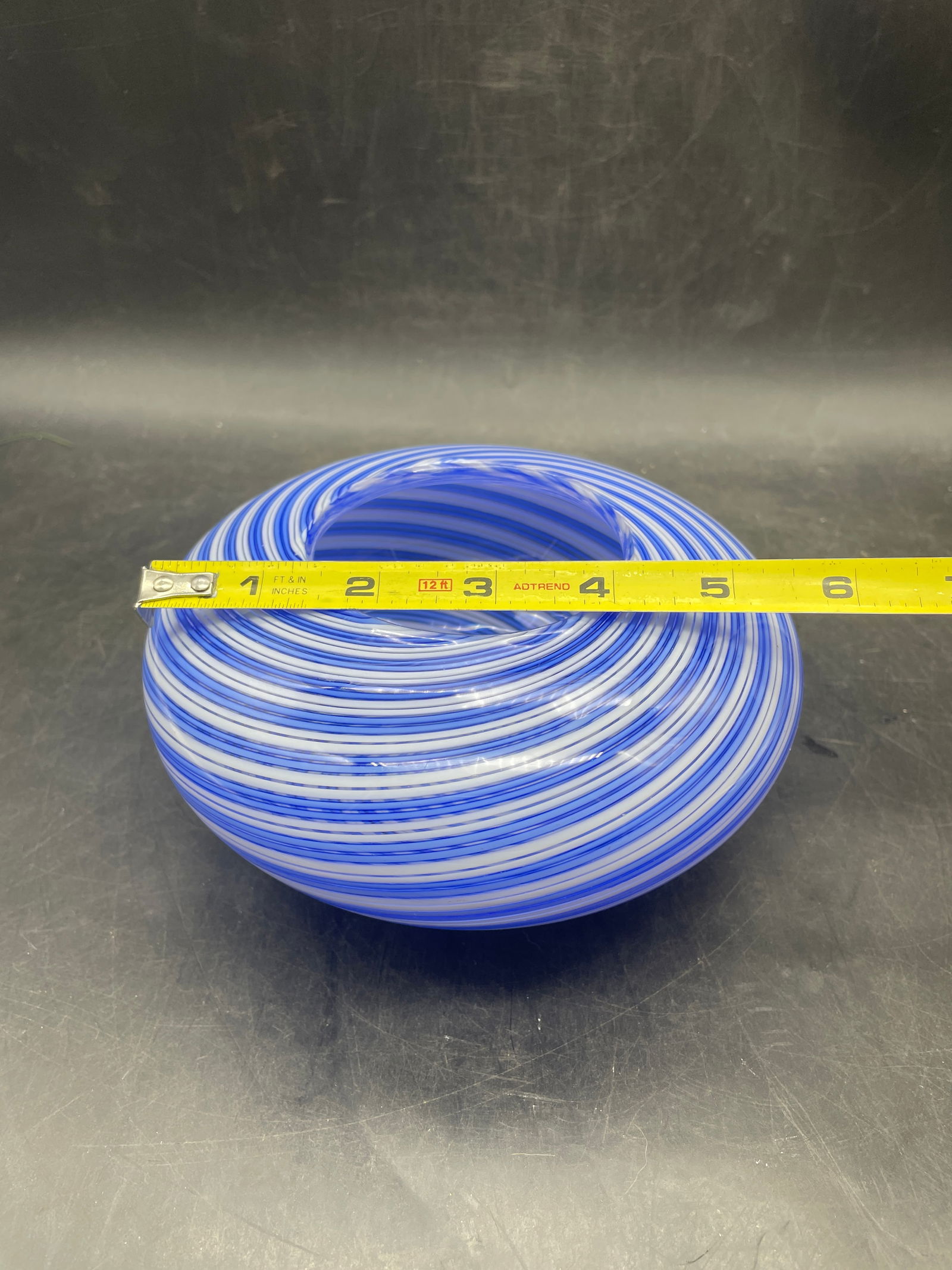 Vintage Murano Blue White Gold Latticino Bowl - 7