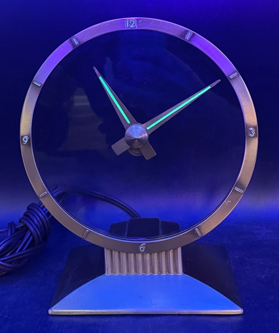 Vintage Mid Century Jefferson Golden Hour Electric Clock, Glows - 2