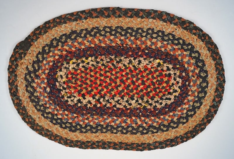 Antique Braided Table Mat Country Americana #15 (1 of 2)