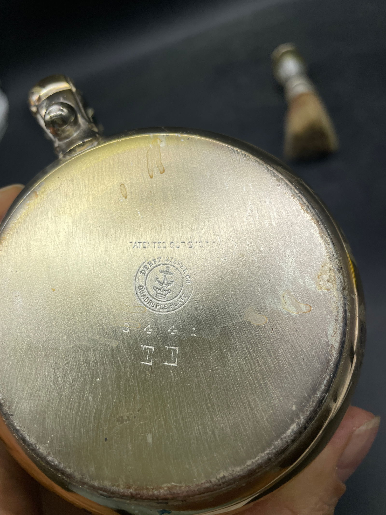 Antique Victorian Derby Silver Co. Quadruple Plate Shaving Mug Cup With Brush - 7