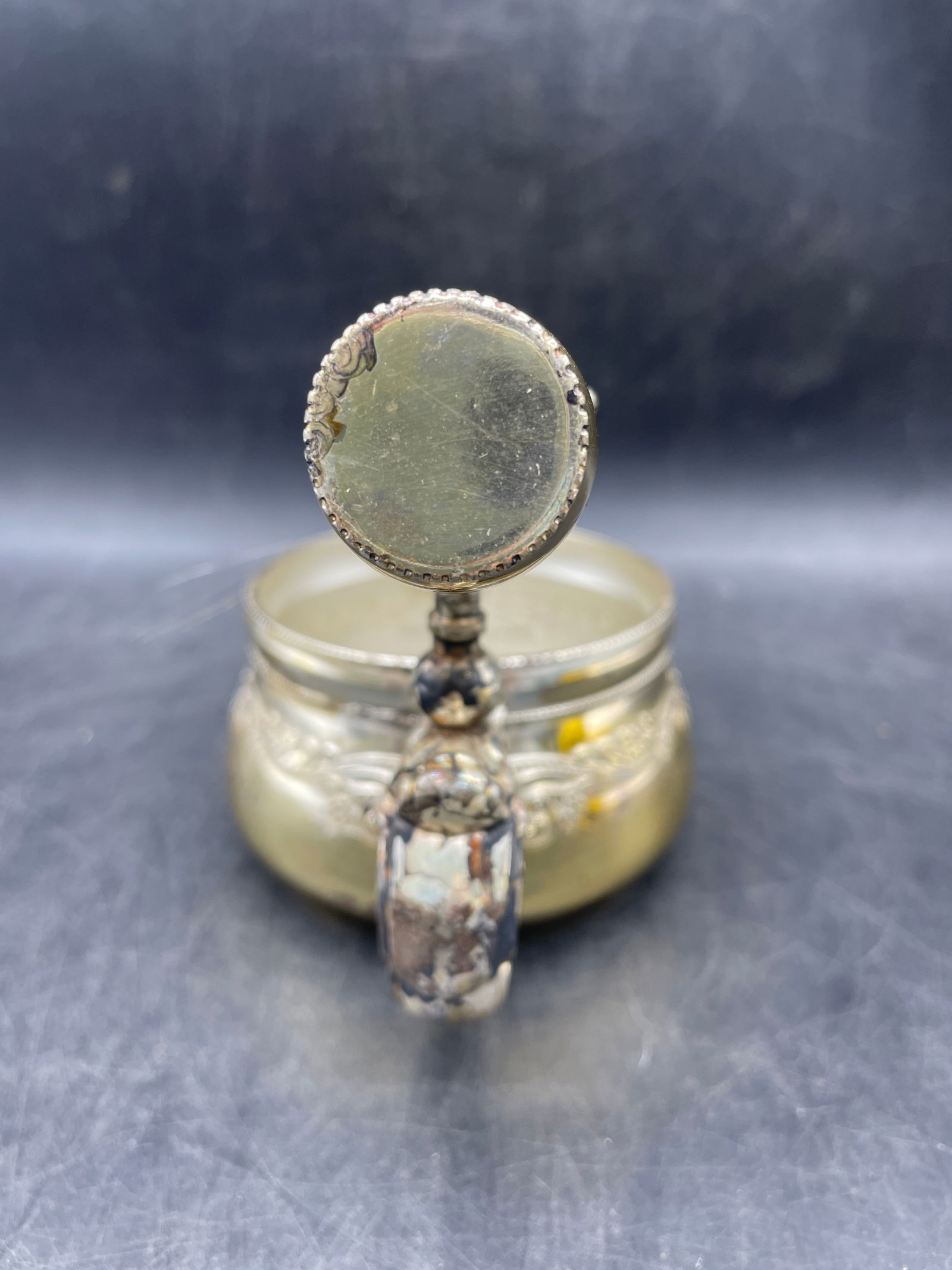 Antique Victorian Derby Silver Co. Quadruple Plate Shaving Mug Cup With Brush - 8