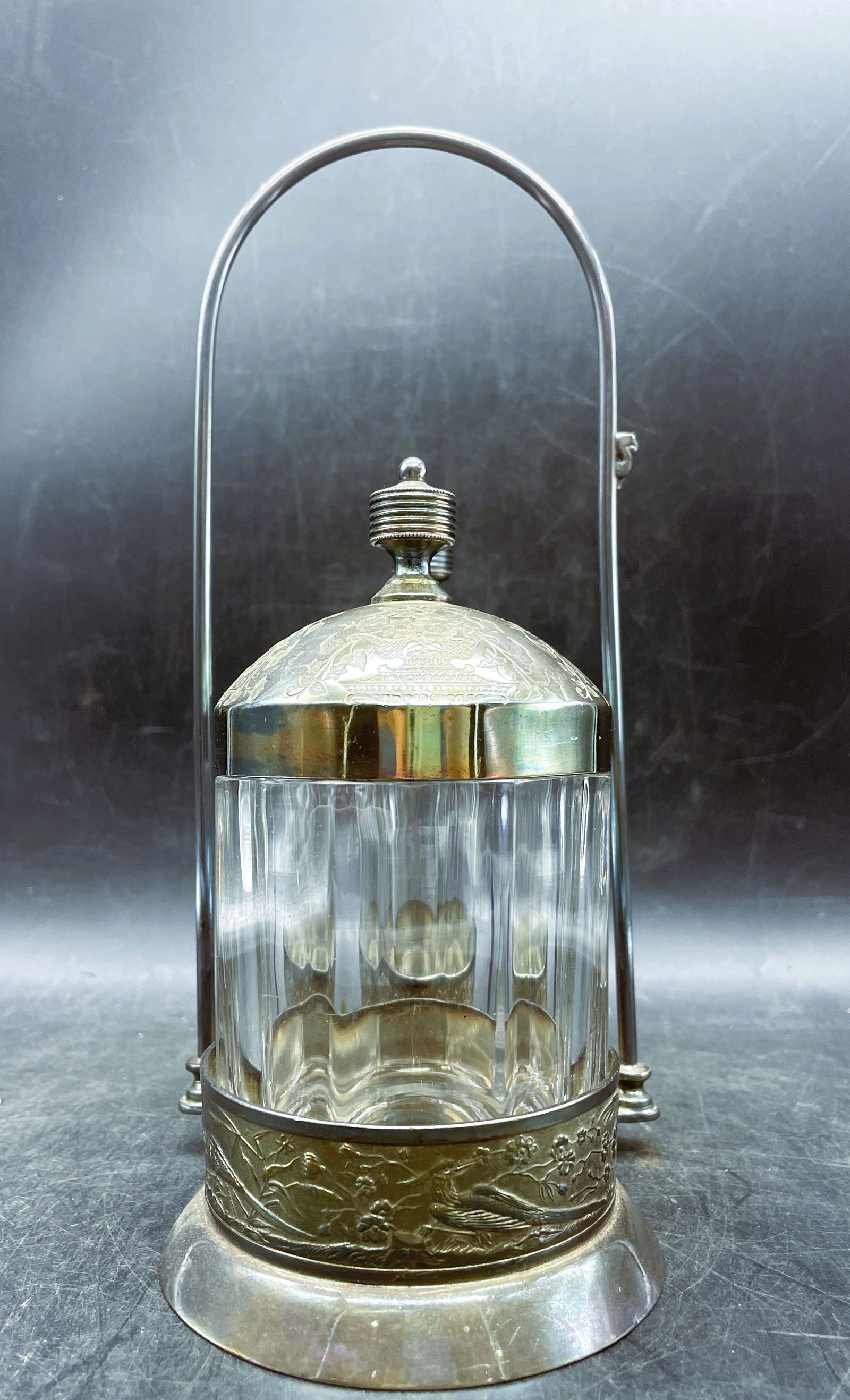 Victorian Silver Plated Double Pickle Castor Ivy, Birds - 2