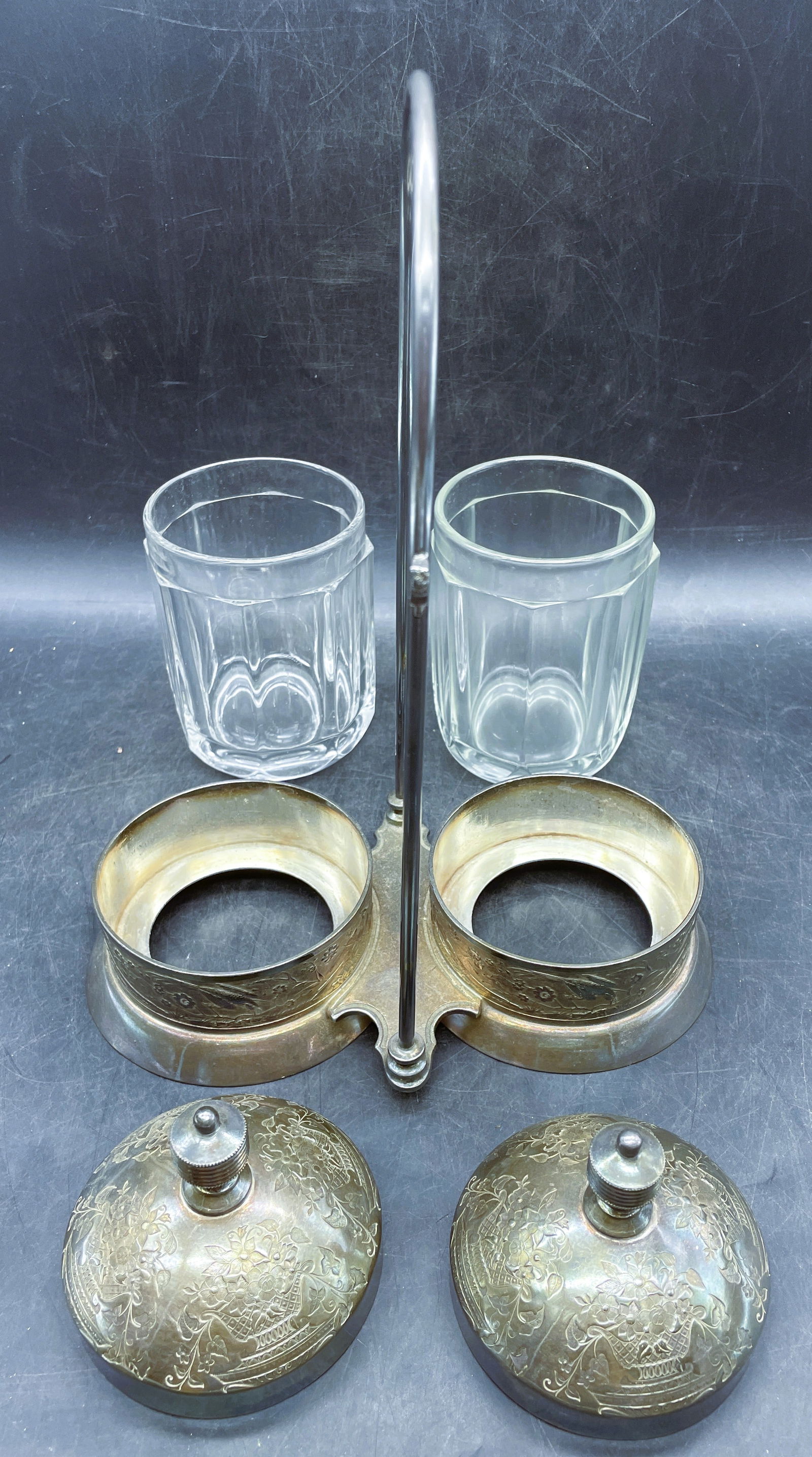 Victorian Silver Plated Double Pickle Castor Ivy, Birds - 4