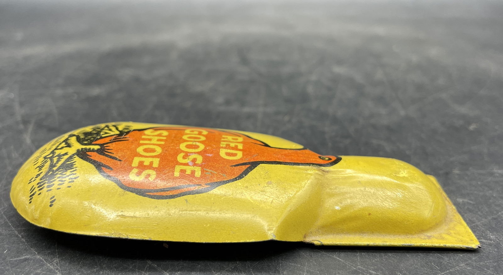 VINTAGE RED GOOSE SHOES ADVERTISING CLICKER TIN LITHO Germany - 2