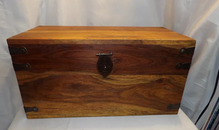 Wooden Storage Chest Cast Iron Hardware (1 of 8)