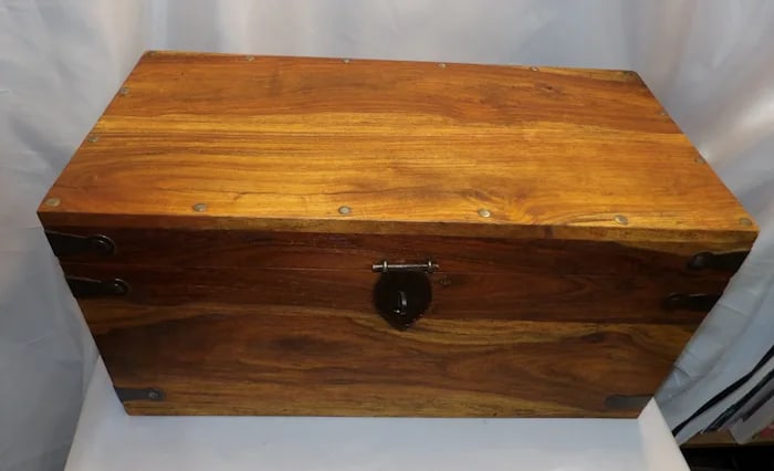 Wooden Storage Chest Cast Iron Hardware - 2