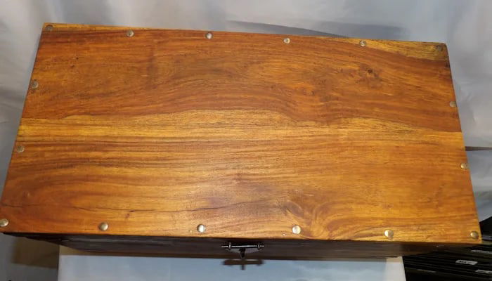 Wooden Storage Chest Cast Iron Hardware - 3