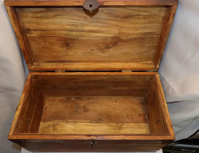 Wooden Storage Chest Cast Iron Hardware - 4