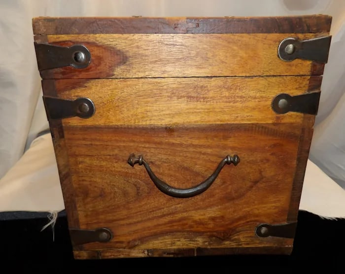 Wooden Storage Chest Cast Iron Hardware - 5