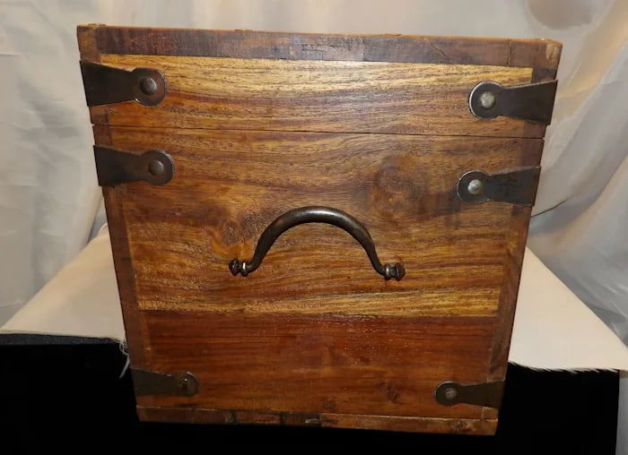 Wooden Storage Chest Cast Iron Hardware - 7