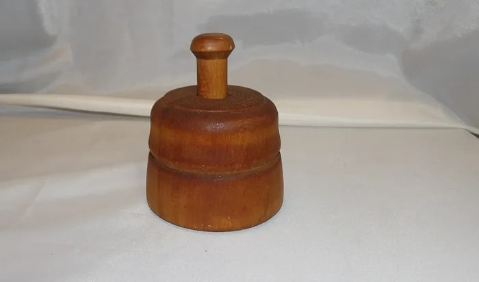 Antique Small Wooden Floral Pattern Butter Mold - 6