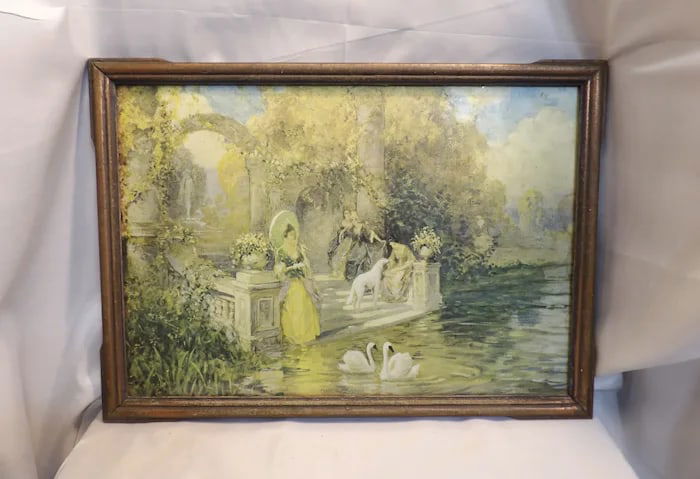 Antique Framed Lithograph ""Peaceful Afternoon"" Stern: An antique framed lithograph titled 'Peaceful Afternoon' by Stern, depicting a serene landscape scene in a period-appropriate frame. Shipping:Domestic: Flat-rate of $25.00 to anywhere within the