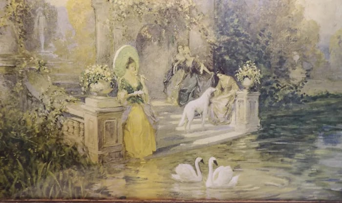 Antique Framed Lithograph ""Peaceful Afternoon"" Stern - 2