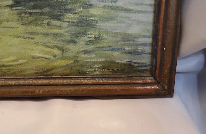 Antique Framed Lithograph ""Peaceful Afternoon"" Stern - 3