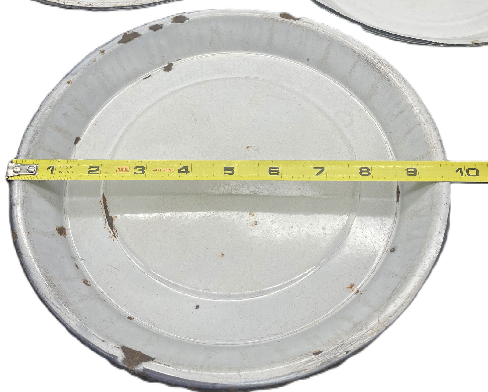 3 Antique Cobalt Blue & White Swirl Enamelware Pie Plate Graniteware Agate - 5