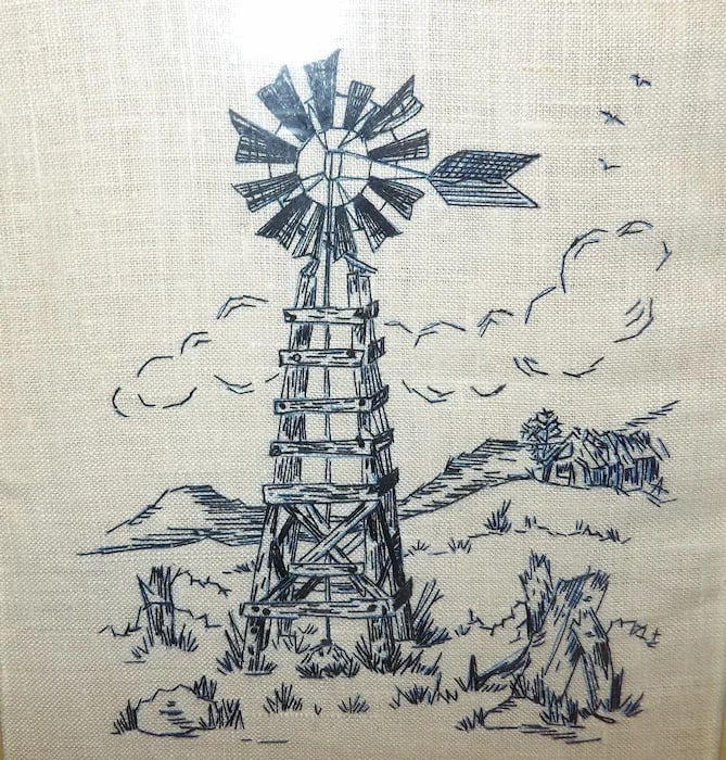 Vintage National Paragon Embroidered Windmill Farm - 3