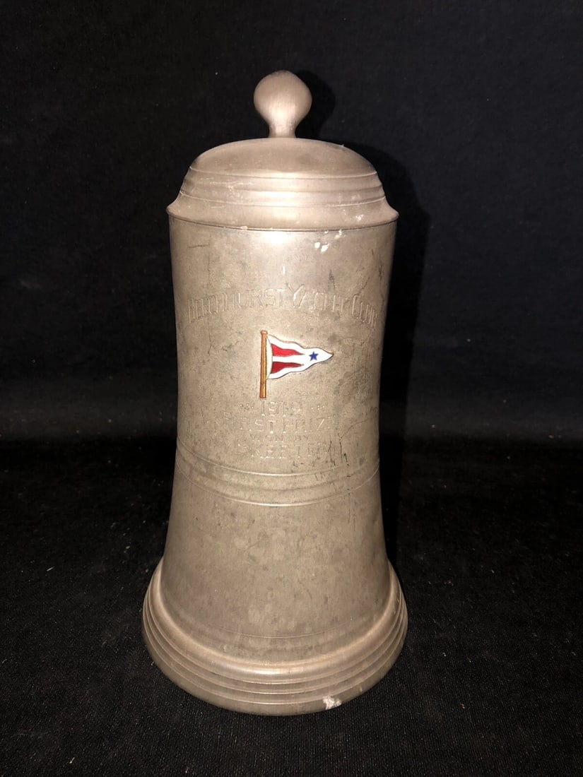 1912 9” Beechhurst Yacht Club Trophy Whitestone Ny: It is 9” high and is dated 1912. It has wear as shown in the photos Shipping:Domestic: Flat-rate of $15.00 to anywhere within the contiguous U.S.International: Foreign shipping rates are