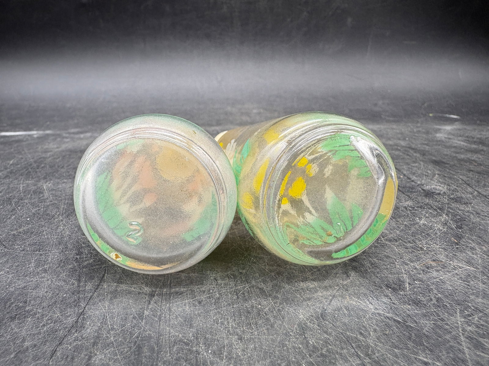 1940's Salt and Pepper Shakers Glass Clear Flowers Tulips - 7