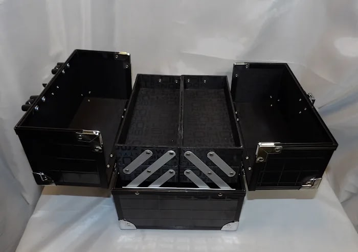 Soho Black Top Handle Cosmetic Makeup Bag - 4