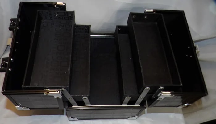 Soho Black Top Handle Cosmetic Makeup Bag - 6