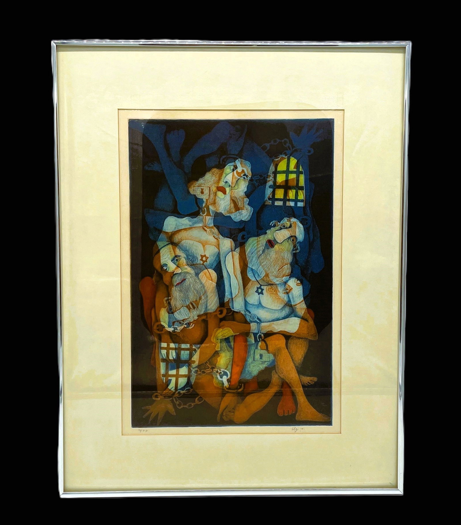SIGNED AMRAM EBGI 13 /100 RABBI SCHOLARS JUDAICA ART PRINT: Date/Period: unknownDimension: framed size approx 20 x 26Material: mixed materialsAdditional Information: SIGNED AMRAM EBGI 13 /100 RABBI SCHOLARS JUDAICA ART PRINT Shipping:Domestic: Flat-rate of