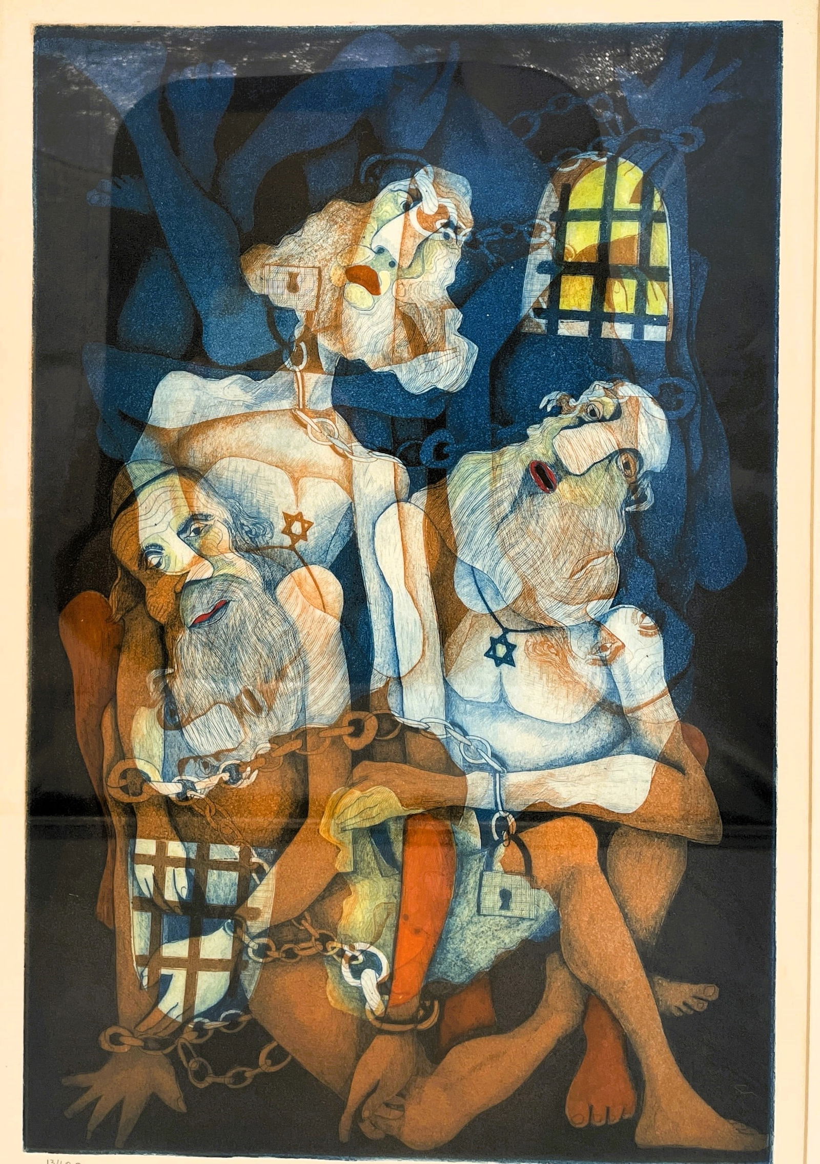 SIGNED AMRAM EBGI 13 /100 RABBI SCHOLARS JUDAICA ART PRINT - 2