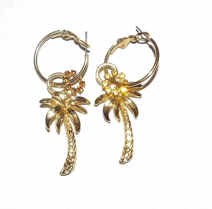 Palm Tree Gold Tone Brooch - 2