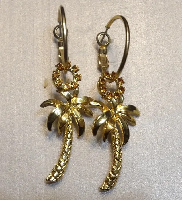 Palm Tree Gold Tone Brooch - 3