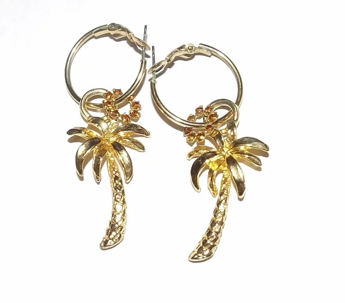 Palm Tree Gold Tone Brooch - 5