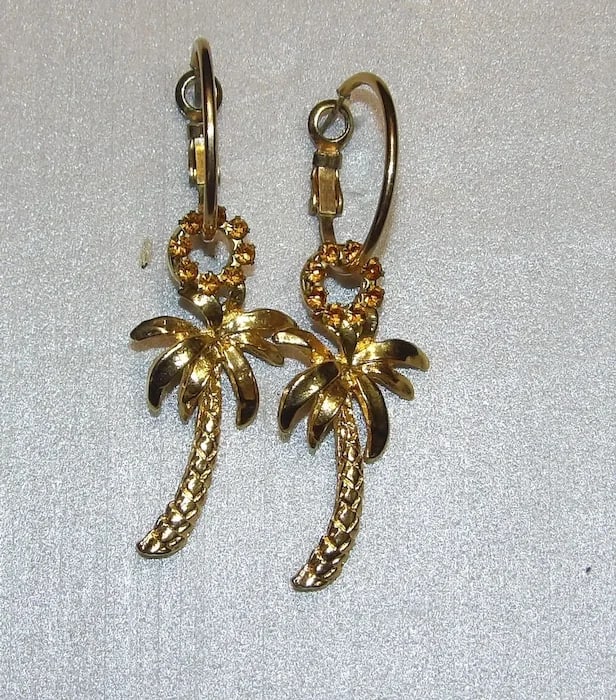 Palm Tree Gold Tone Brooch - 6