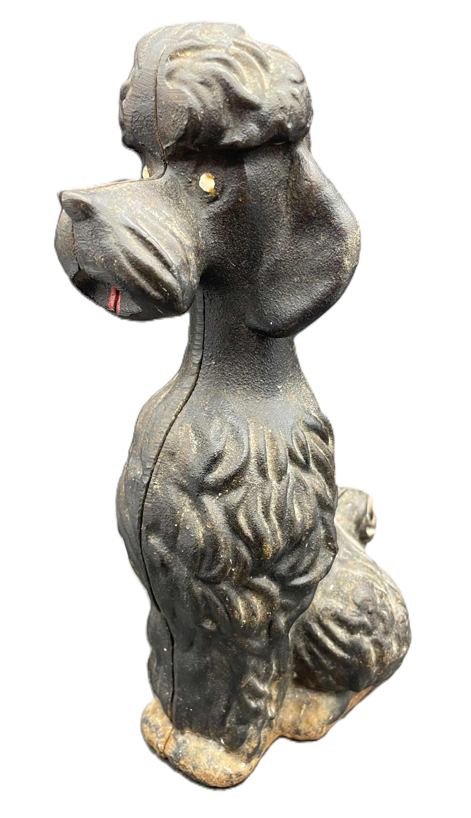 C.1950'S CAST IRON POODLE COIN BANK: Date/Period: Approx. 1950'sDimension: Approx. 11"Material: cast ironAdditional Information: C.1950'S CAST IRON POODLE COIN BANK Shipping:Domestic: Flat-rate of $12.00 to anywhere within the