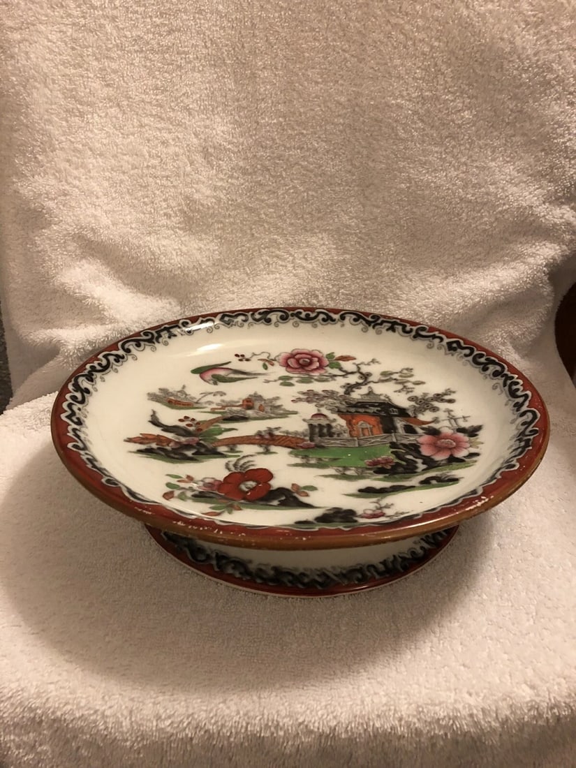 12” Mulberry Compote: It measures 12” x 3” and dates around the 1850’s. It has light paint wear on the rim. Otherwise it has no other issues Shipping: Domestic: Flat-rate of $15.00 to anywhere within the