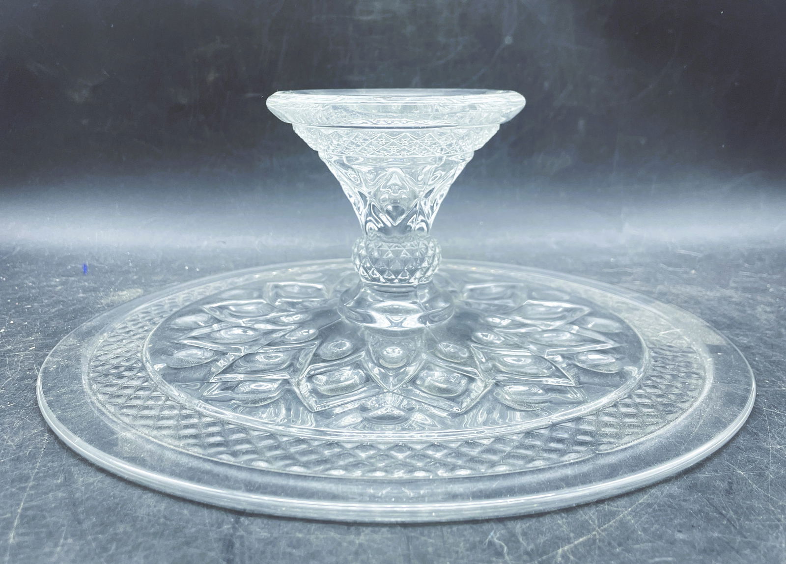 Vintage Imperial Glass Ohio Cape Cod Footed Pedestal Cake Plate - 2