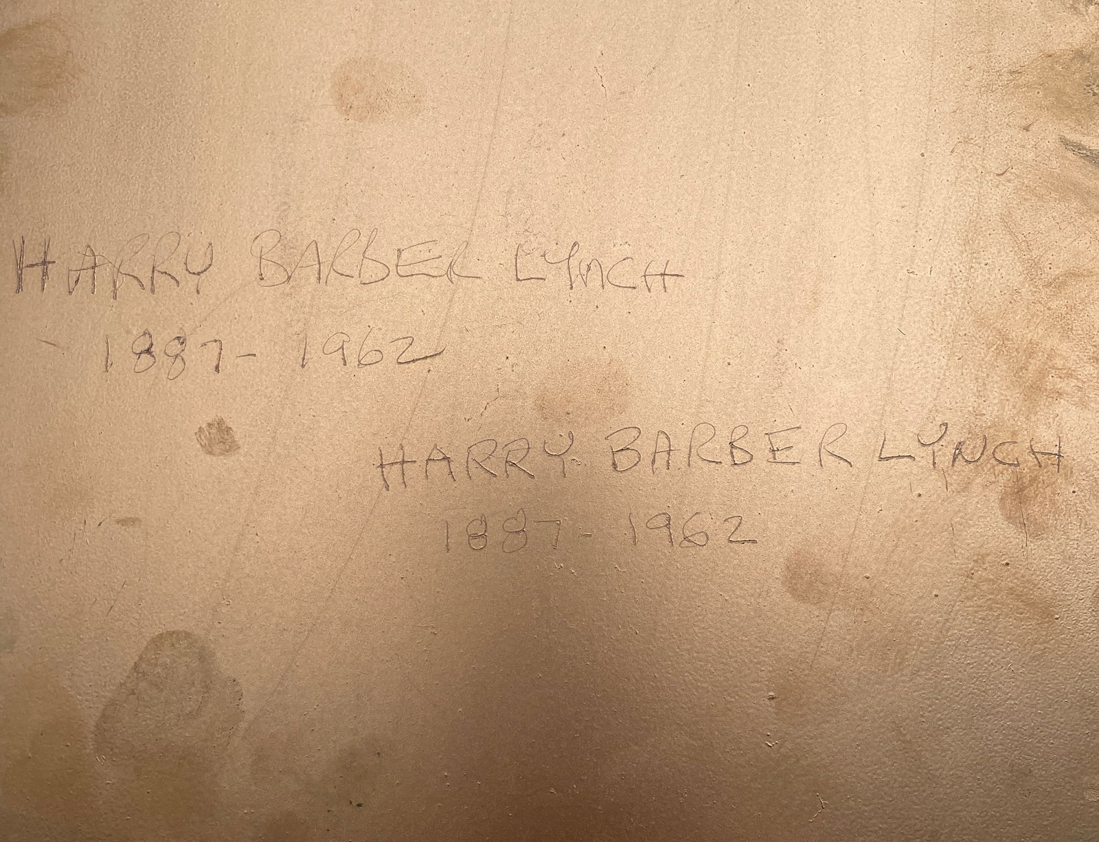 Old Metal Oval Convex Picture Frame w/ photo of Man Harry Barber Lynch 1887-1962 - 8