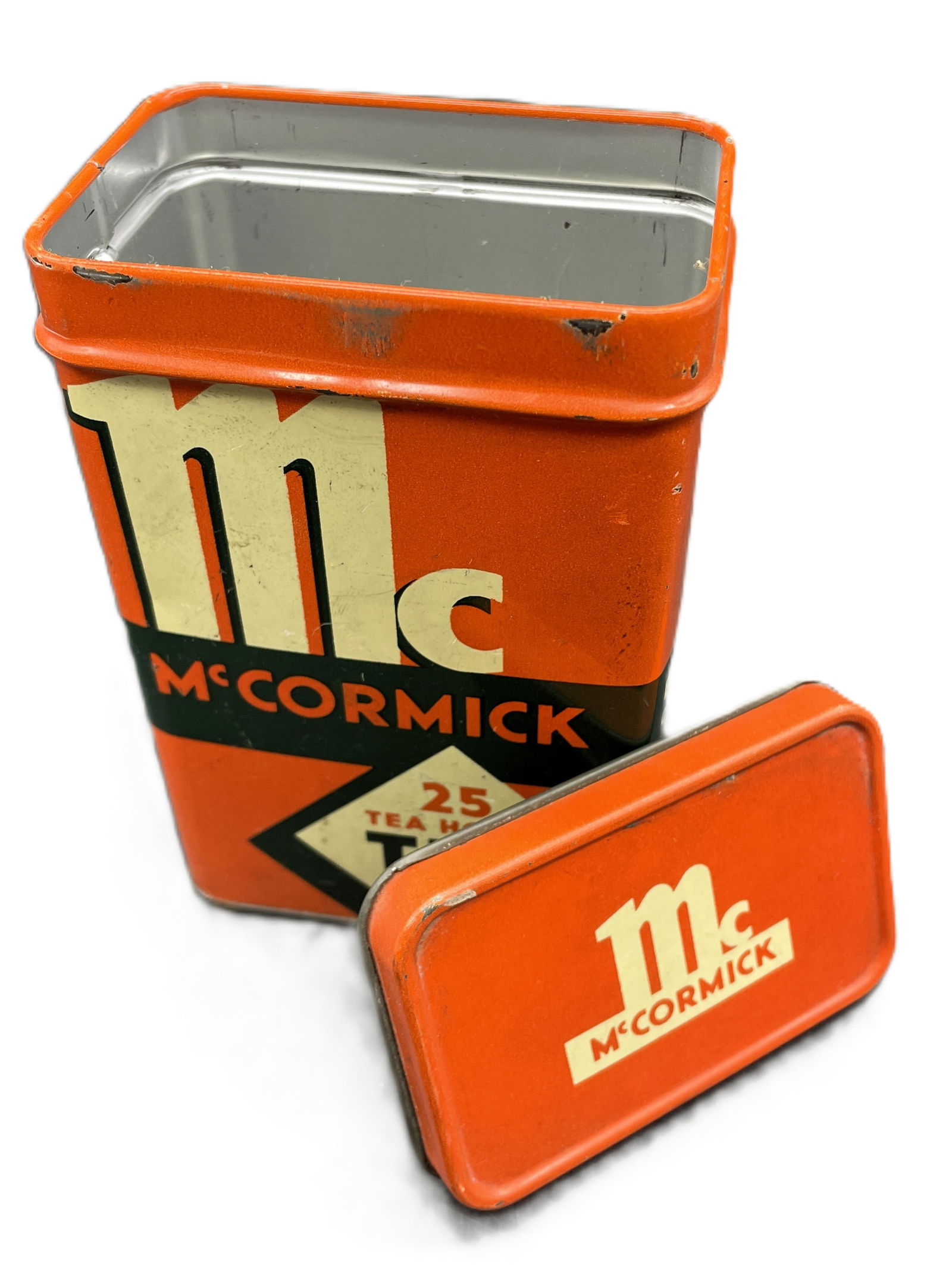 Vintage 1938 McCORMICK TEA TIN CAN 25 Bags Banquet Orange Pekoe - 3