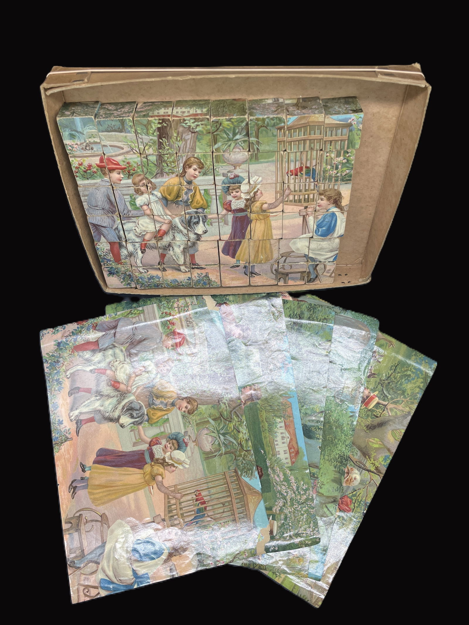 CHILDRENS VICTORIAN SET OF SIX BLOCK PUZZLES LITHO - 7