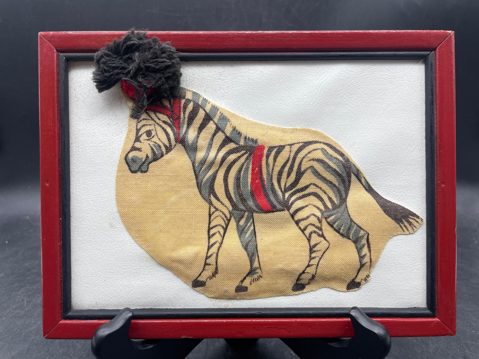 Vintage Framed Felt Circus Animals with Yarn Accents Adorable! - 2