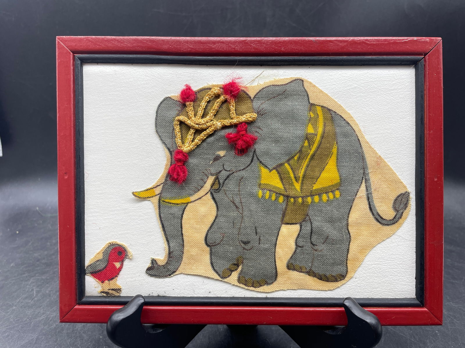 Vintage Framed Felt Circus Animals with Yarn Accents Adorable! - 4