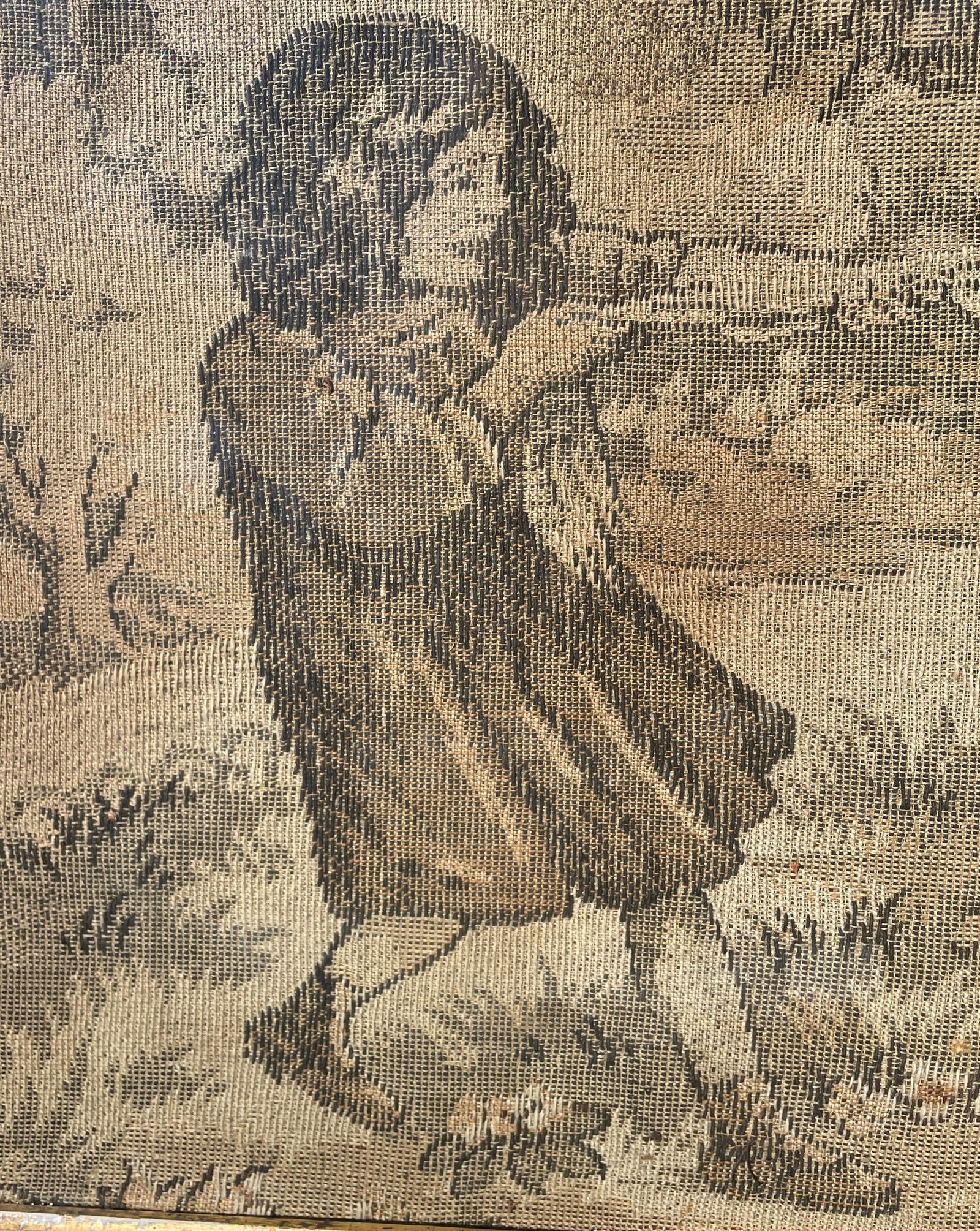 Antique Tapestry Children with Collie Dog Framed - 2