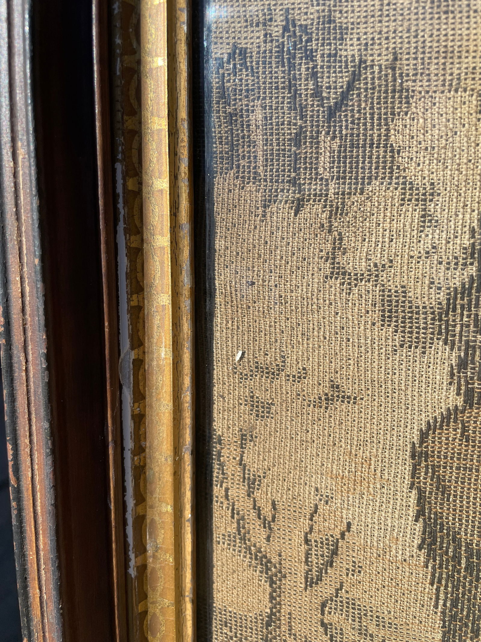 Antique Tapestry Children with Collie Dog Framed - 4