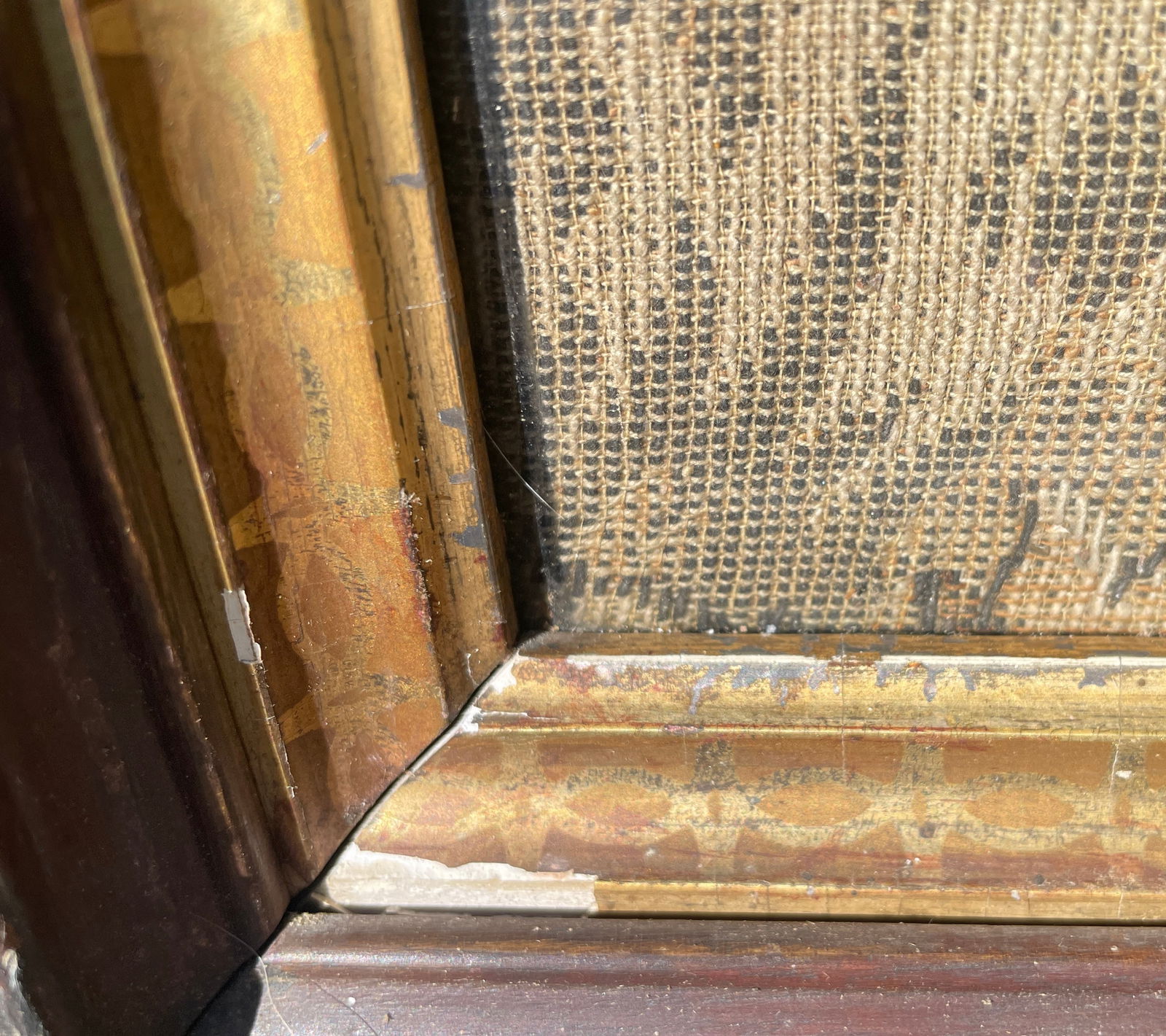 Antique Tapestry Children with Collie Dog Framed - 5